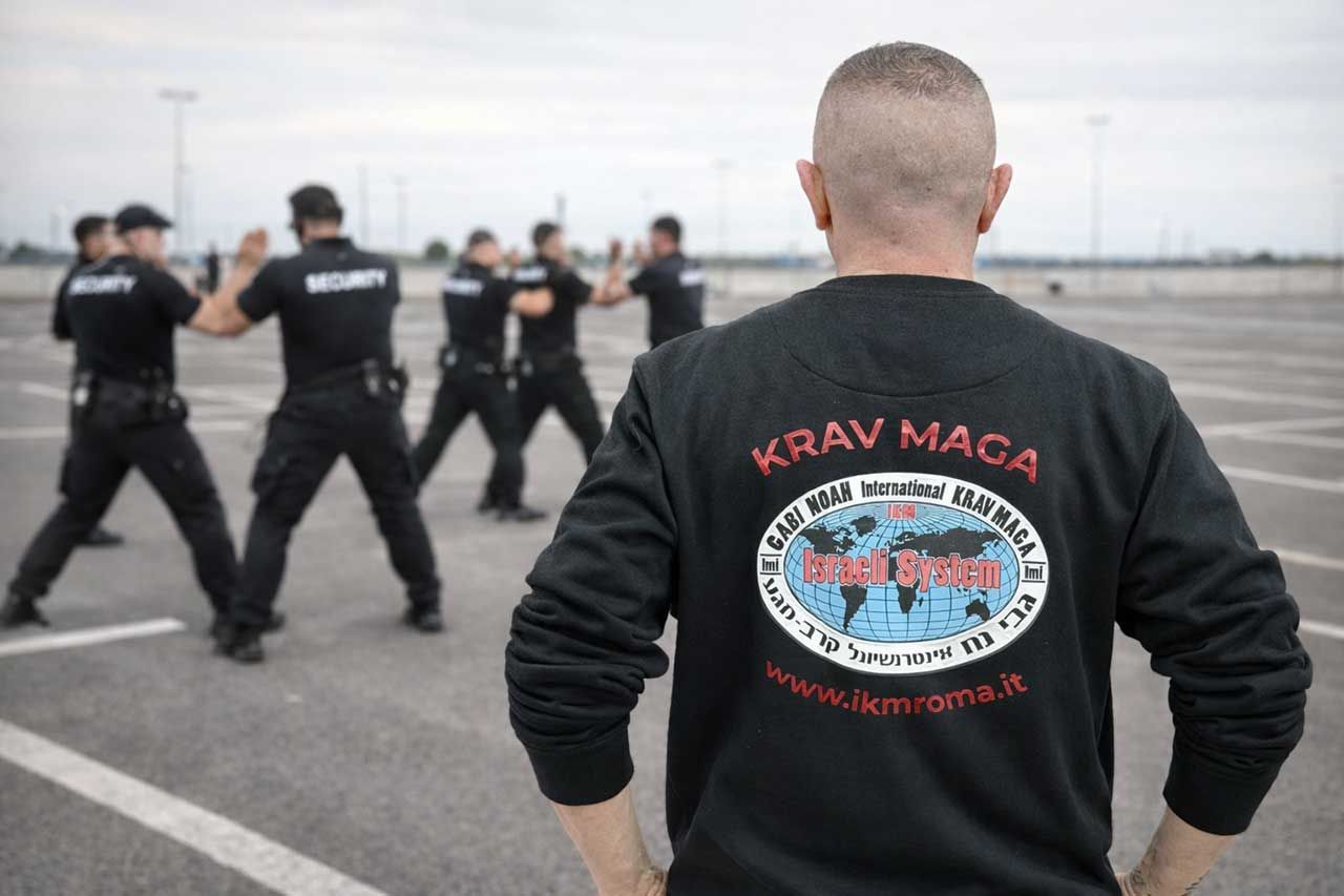 L'istruttore si appresta a tenere una lezione per alcune guardie di vigilanza privata